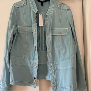 NWT White House Black Market Light Blue Utility Jacket